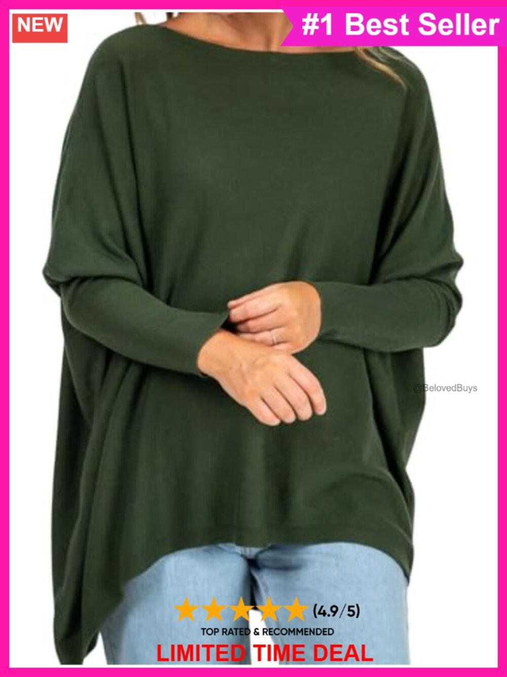 Women's Cotton Knit Lightweight Sweater Tunic Boat Neck Pullover